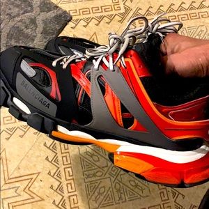 Balenciaga Tracks . Orange/black/silver/white